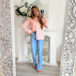 CHEMISE ORANGE RAYURES COEUR