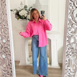 CHEMISE OVERSIZE FUSHIA COEURS