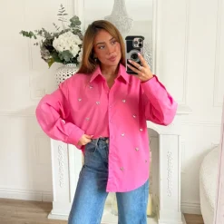 CHEMISE OVERSIZE FUSHIA COEURS