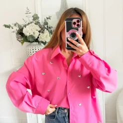 CHEMISE OVERSIZE FUSHIA COEURS