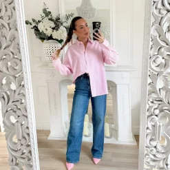 CHEMISE RAYURES PINK ÉCRITURES DANS LE DOS