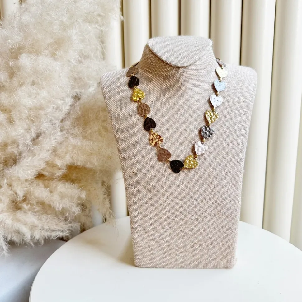 COLLIER COEURS ARGENT ET OR