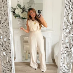 COMBINAISON BEIGE EN LIN BIJOUX