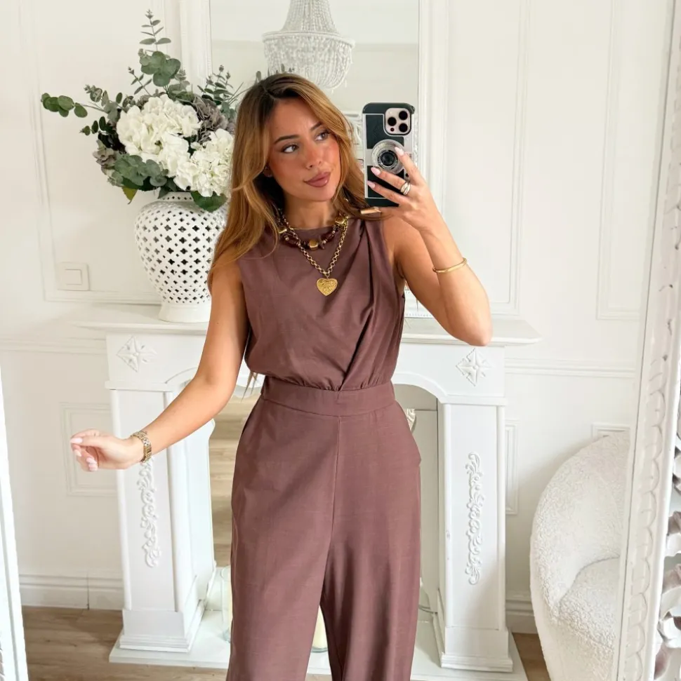 COMBINAISON CHOCO EN LIN BIJOUX