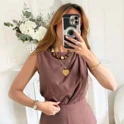 COMBINAISON CHOCO EN LIN BIJOUX