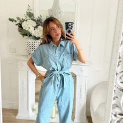 COMBINAISON EN JEAN BRODERIE ANGLAISE