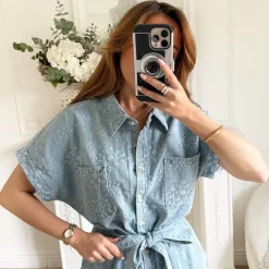 COMBINAISON EN JEAN BRODERIE ANGLAISE