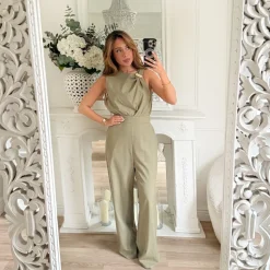 COMBINAISON EN LIN KAKI BIJOUX