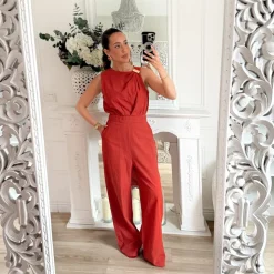 COMBINAISON TERRACOTA EN LIN BIJOUX