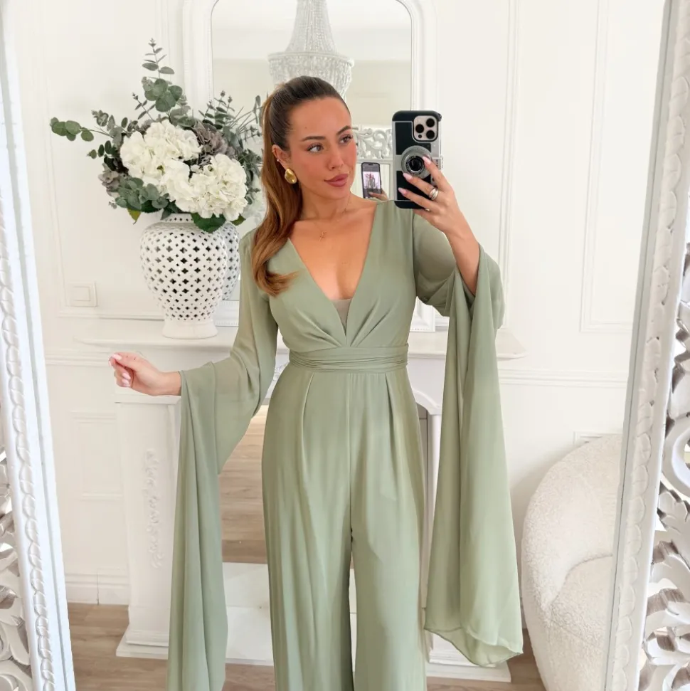 COMBINAISON VERT SAUGE MANCHES CAPE