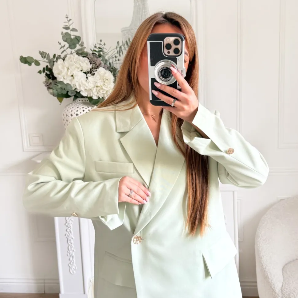 ENSEMBLE BLAZER ET BERMUDA VERT