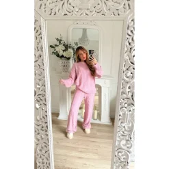 ENSEMBLE EN MAILLE PULL ET PANTALON PINK FABIENNE