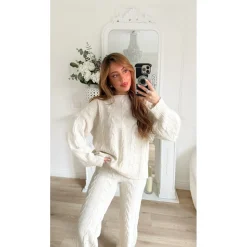 ENSEMBLE EN MAILLE PULL ET PANTALON BEIGE FABIENNE