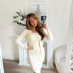 ENSEMBLE GILET ET ROBE BEIGE LINA