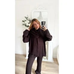 ENSEMBLE PANTALON PULL ET ÉCHARPE CHOCO EMMA