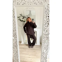 ENSEMBLE PANTALON PULL ET ÉCHARPE CHOCO EMMA