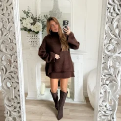 ENSEMBLE PULL ET JUPE CHOCO NINE