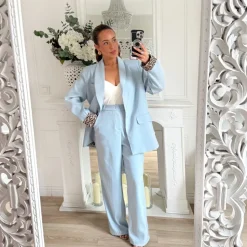 ENSEMBLE SMOKING LÉOPARD BLEU CIEL