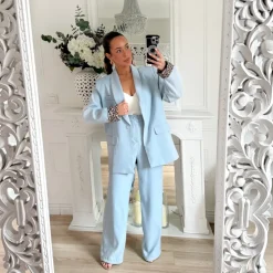 ENSEMBLE SMOKING LÉOPARD BLEU CIEL