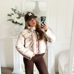 FOURRURE BEIGE ET CHOCO MARJOLAINE