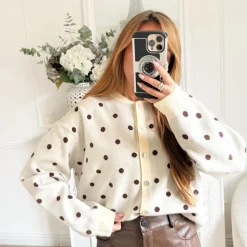GILET BEIGE POIS CHOCO