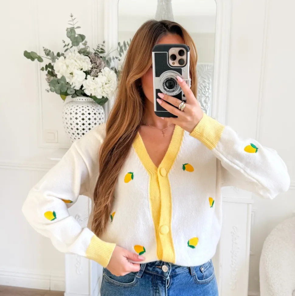 GILET BLANC MOTIFS CITRONS