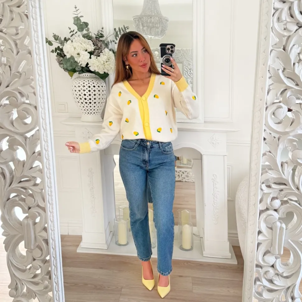 GILET BLANC MOTIFS CITRONS