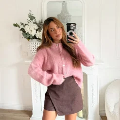 GILET BOUTONS VIEUX ROSE NINON