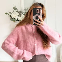 GILET BOUTONS VIEUX ROSE NINON