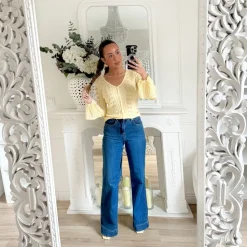 GILET JAUNE PASTEL AJOURÉ