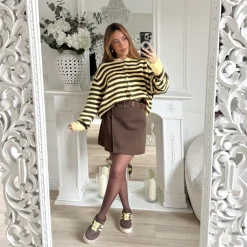 GILET JAUNE RAYURES CHOCO JADE