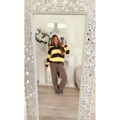 GILET JAUNE RAYURES CHOCO GAËLLE