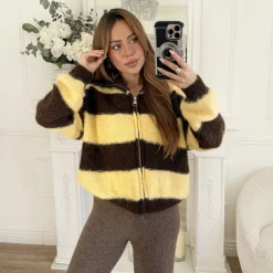 GILET JAUNE RAYURES CHOCO GAËLLE