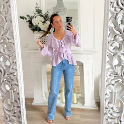 GILET LILAS CLAIR VOLANTS