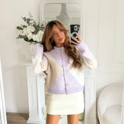 GILET LILAS JAUNE TARTAN NATHANAËLLE