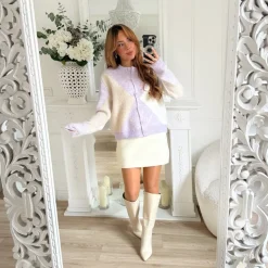 GILET LILAS JAUNE TARTAN NATHANAËLLE