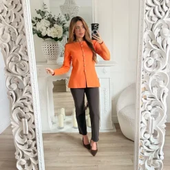 GILET ORANGE BOUTONS DORÉS EVELYNE