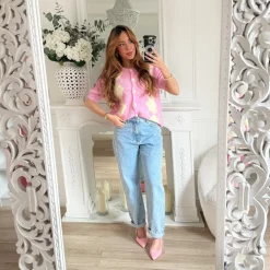 GILET ROSE ET JAUNE TARTAN MÉLANIE