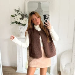 GILET SANS MANCHE MOUMOUTE CHOCO ROMY