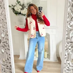 GILET SANS MANCHE MOUMOUTE MOTIFS CERISES