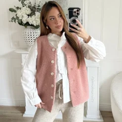 GILET SANS MANCHE VIEUX ROSE COLINE