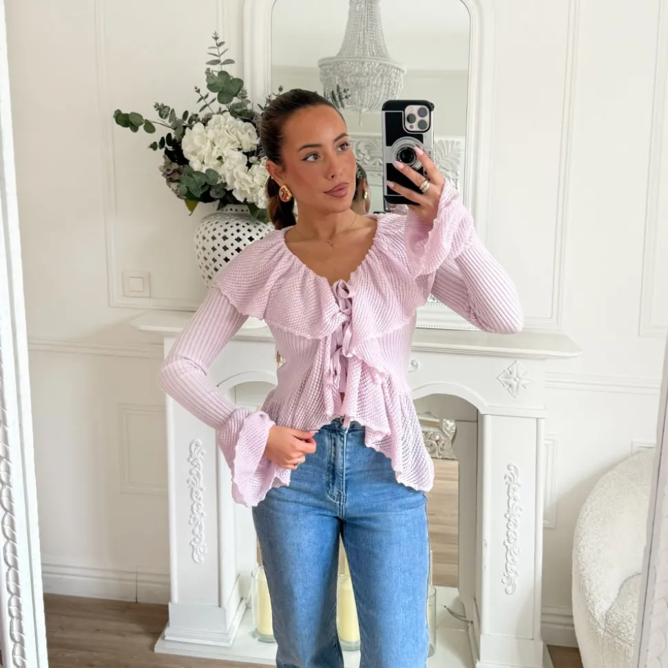 GILET VOLANTS LILAS CLAIR