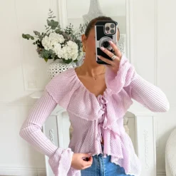 GILET VOLANTS LILAS CLAIR