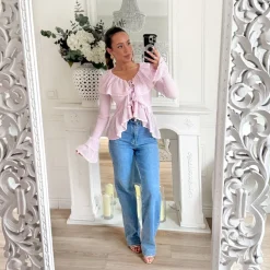 GILET VOLANTS LILAS CLAIR