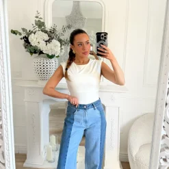 JEAN BRUT ET BLEU CLAIR COUPE DROITE