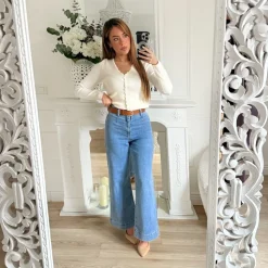 JEAN FLARE AVEC CEINTURE CAMEL BÉRÉNICE