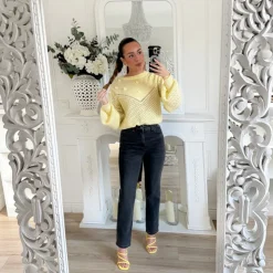 JEAN GRIS EFFET DÉLAVÉ MOM STRETCH