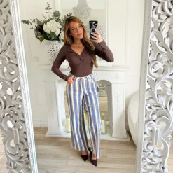 JEAN RAYURES STRETCH BLEU CHOCO