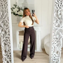 JEAN STRASS WIDE LEG CHOCO MARYSE