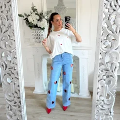 JEAN STRETCH COEURS ROUGES